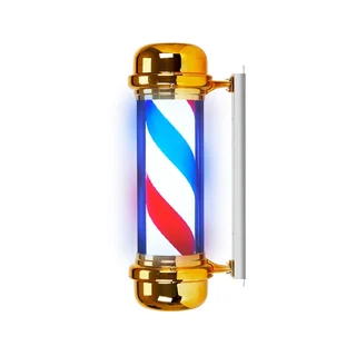 Osvetlená lampa Barber Pole pre kaderníkov BB-02 zlatá, veľká