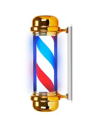 Osvetlená lampa Barber Pole pre kaderníkov BB-02 zlatá, veľká