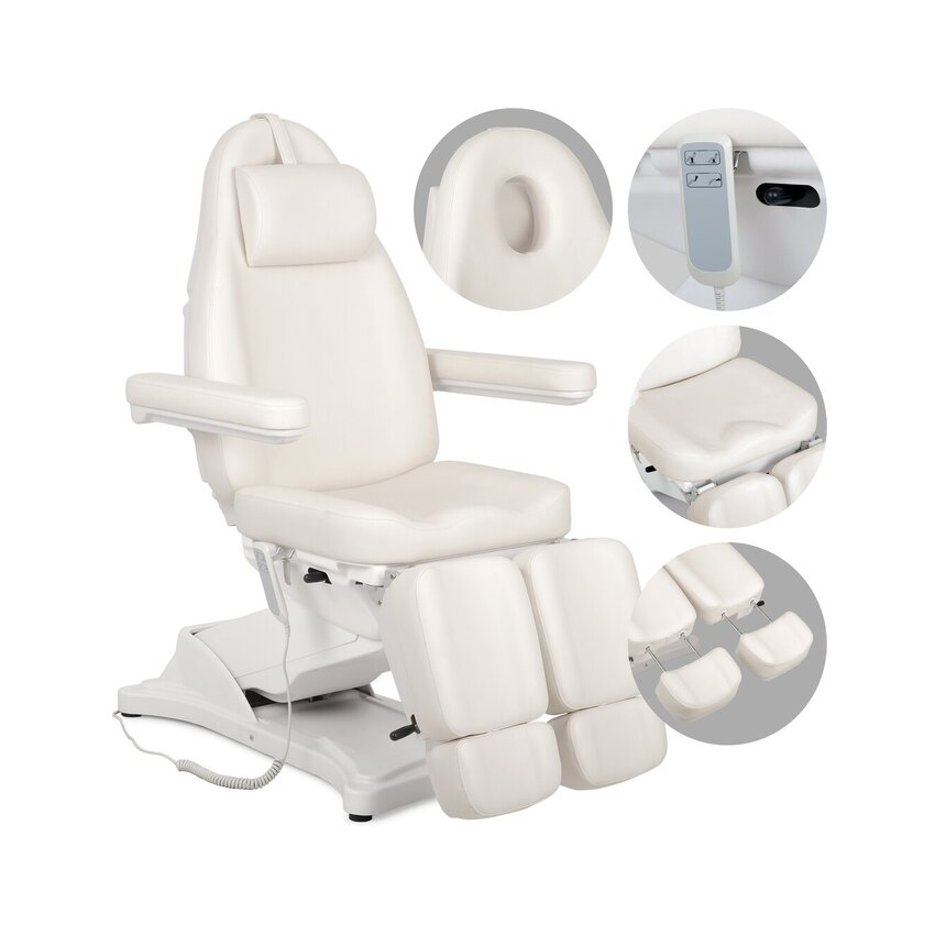 Kozmetické kreslo, elektrické Elara PRO 6P - biele